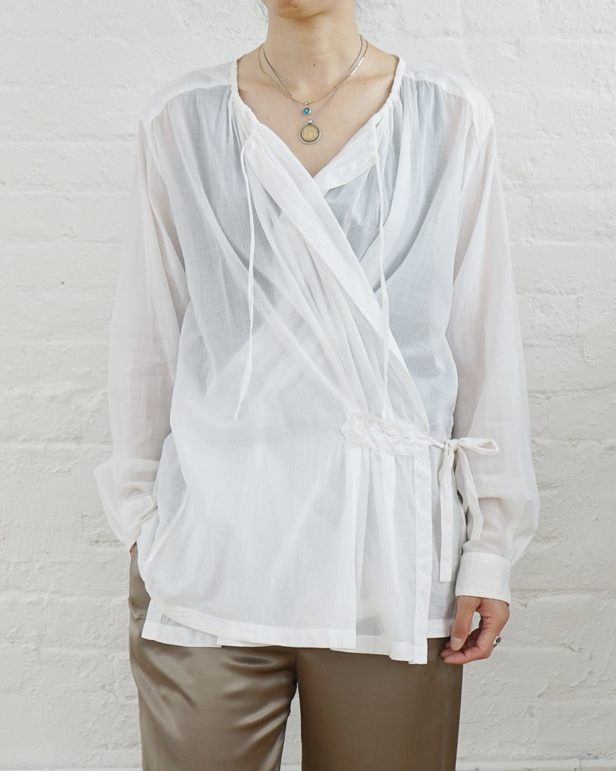 White Cotton Wrapped Blouse