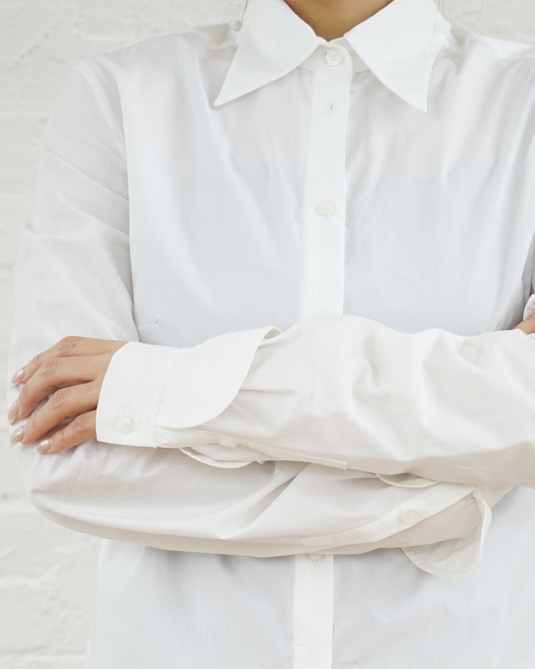 Frilled Sleeve Cotton Shirt